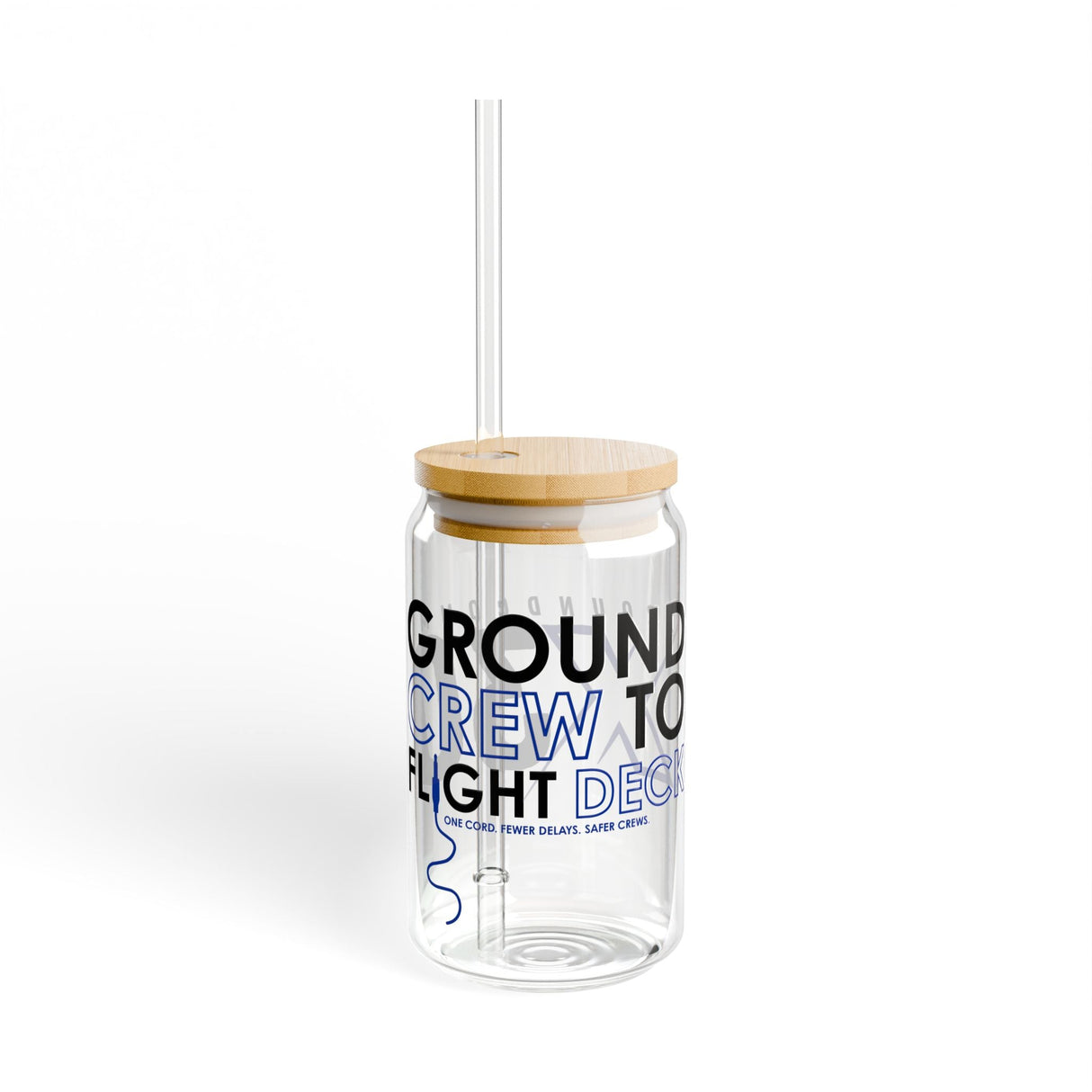 Sipper Glass GroundComm X30 16oz With Bamboo Lid And Tritan Straw By The Crew Hangar For Beverage Enthusiasts