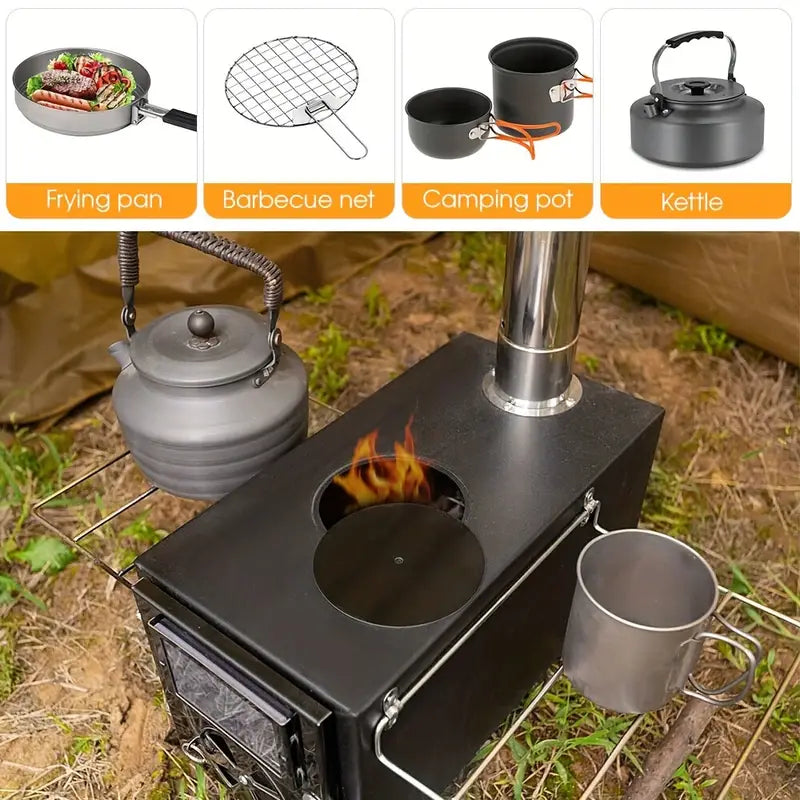 Portable Wood Burning Tent Stove - Black-4