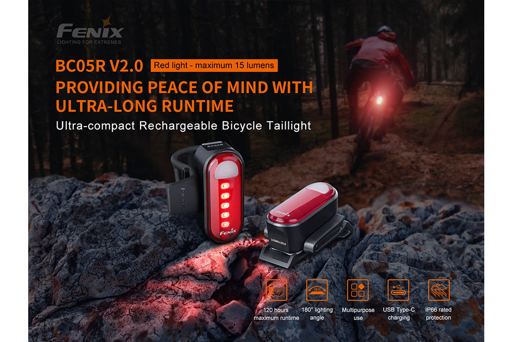 Fenix BC05R V2.0 Rechargeable Bicycle Tail Light – Trail Pro