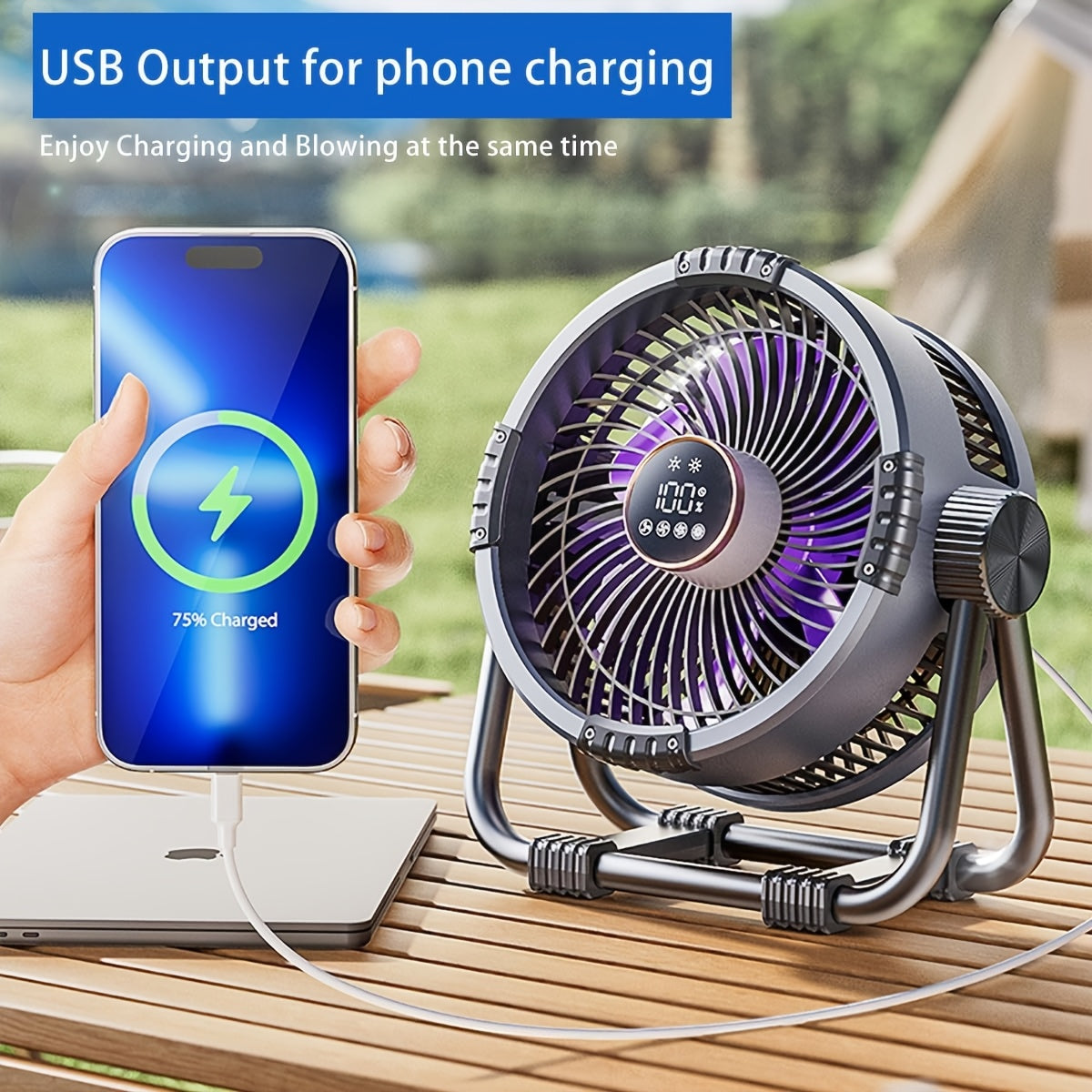 Outdoor Camping Fan USB Rechargeable-2