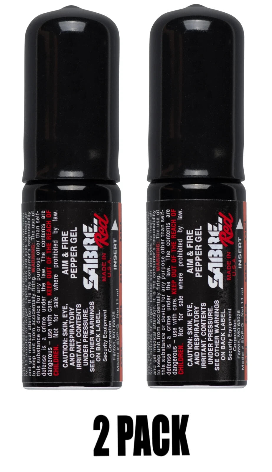 SABRE Red Aim and Fire Pepper Gel Refill Canister 2 Pack with UV Marking Dye USA