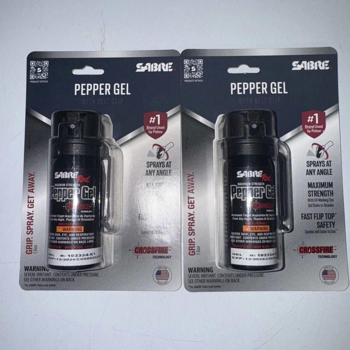 Sabre Crossfire Pepper Gel Strength with Belt Clip for Easy Deployment
