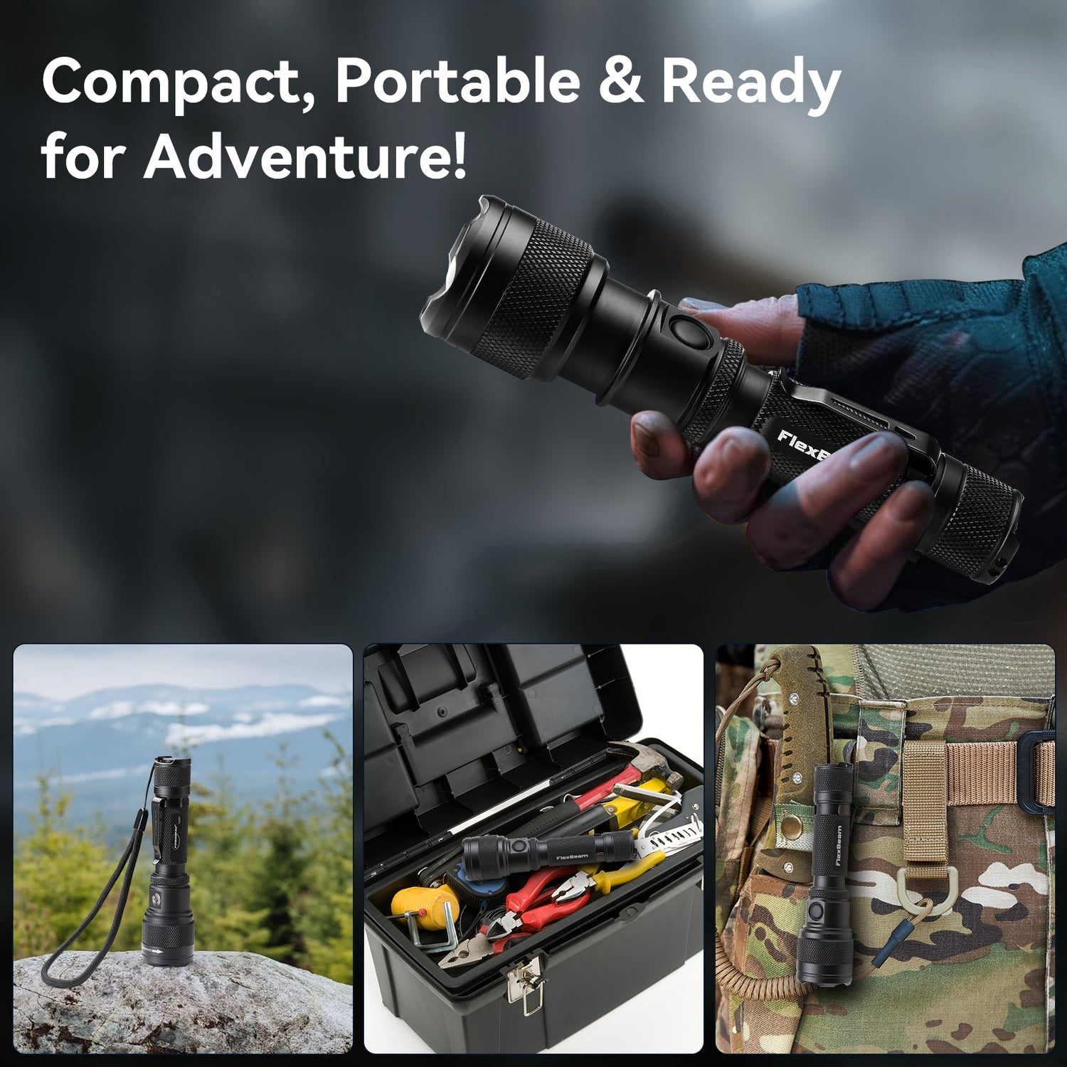 FlexBeam- 1200 Lumen Adjustable Beam Rechargeable Flashlight