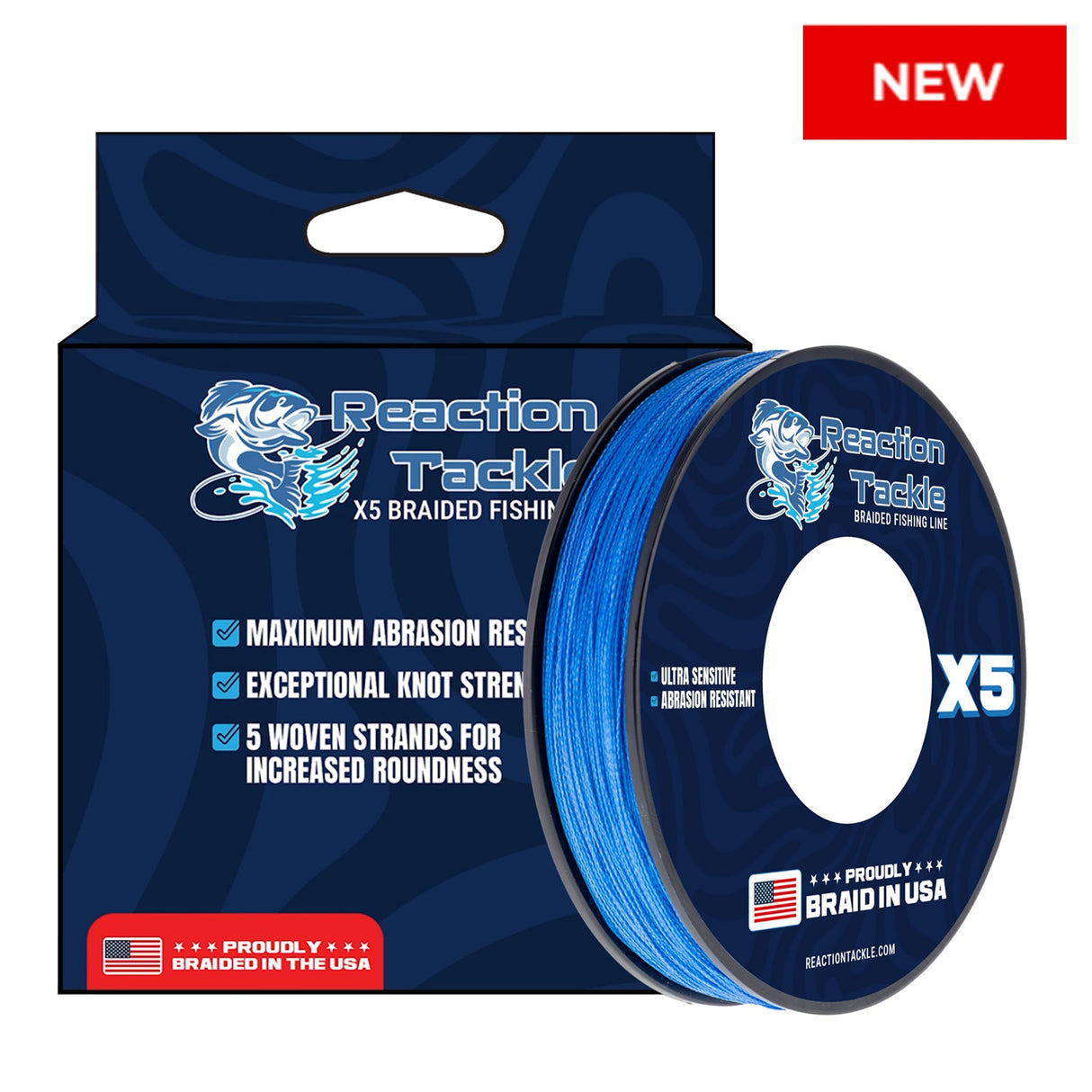 Reaction Tackle BRAIDED IN THE USA Fishing Line- 5X- NEW