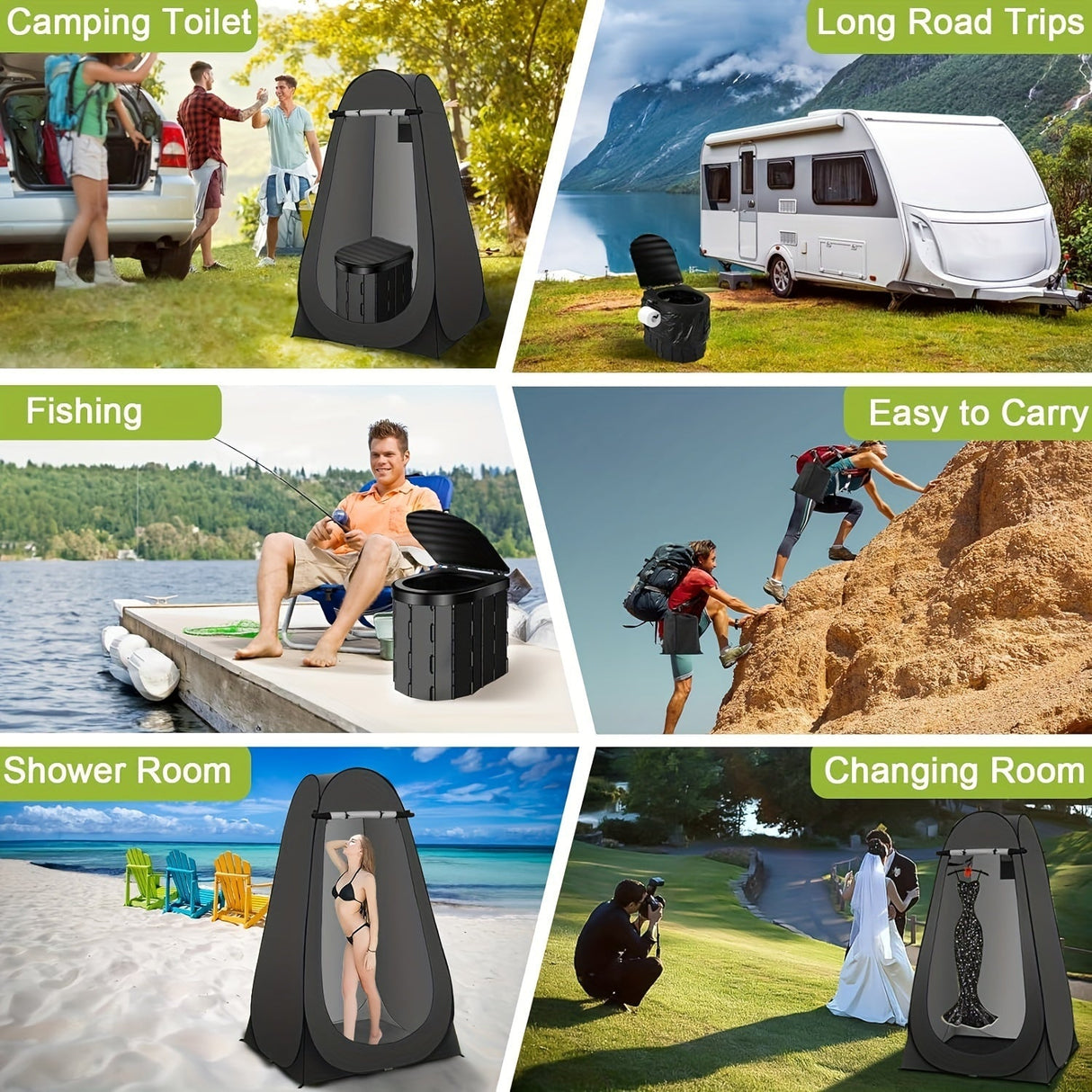 Portable Outdoor Toilet Kit with Privacy Tent-4