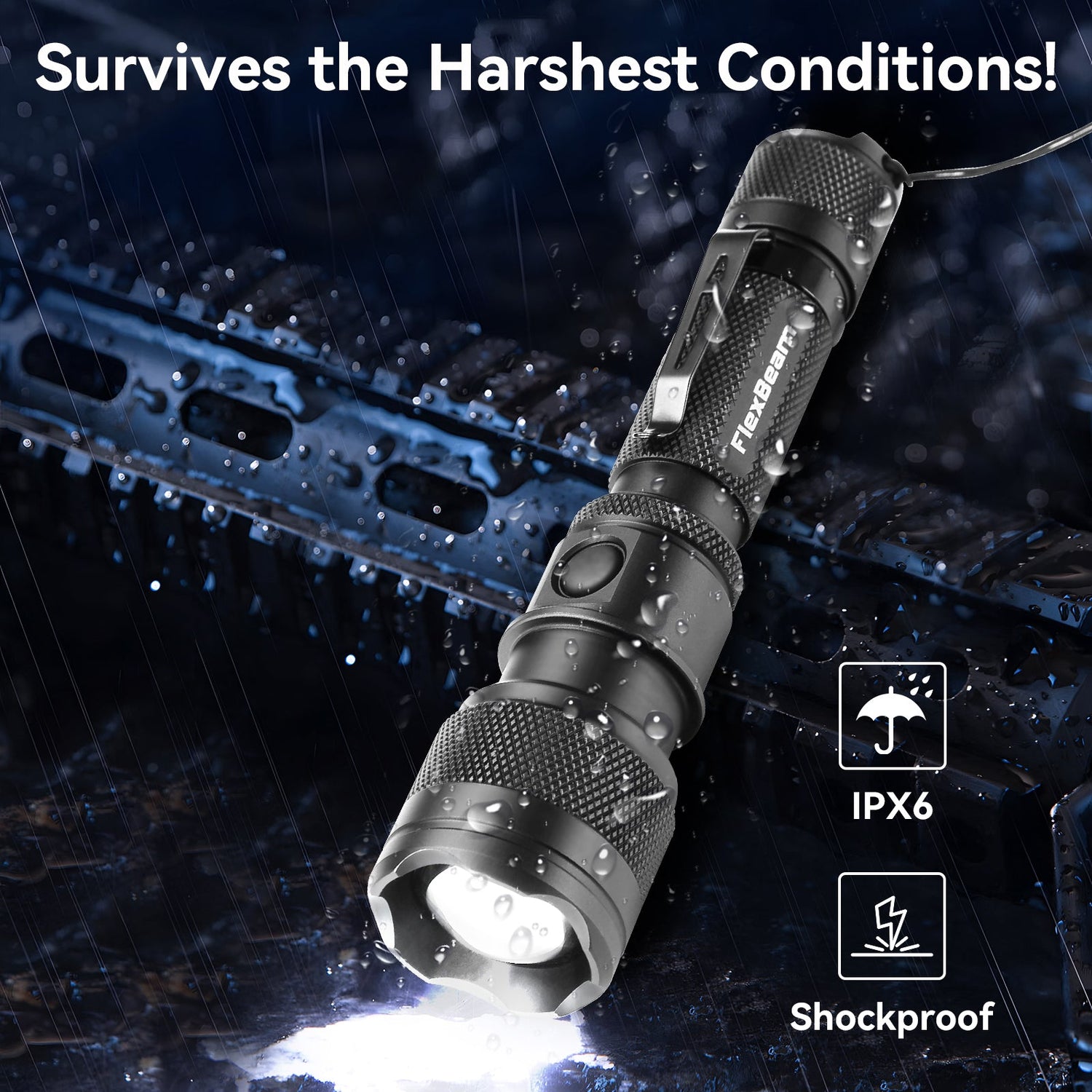 FlexBeam- 1200 Lumen Adjustable Beam Rechargeable Flashlight