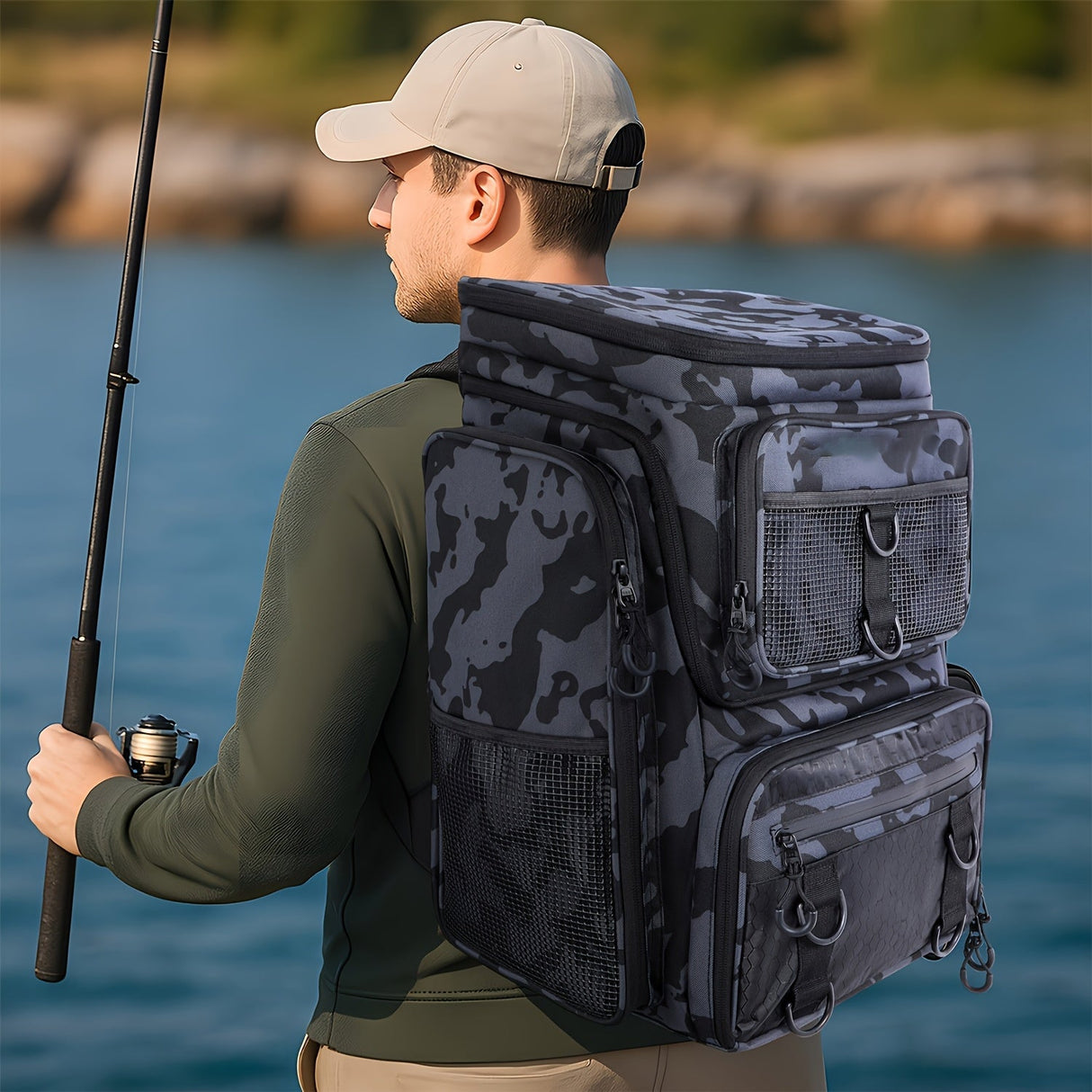 Fishing Backpack with Rod Holder-2