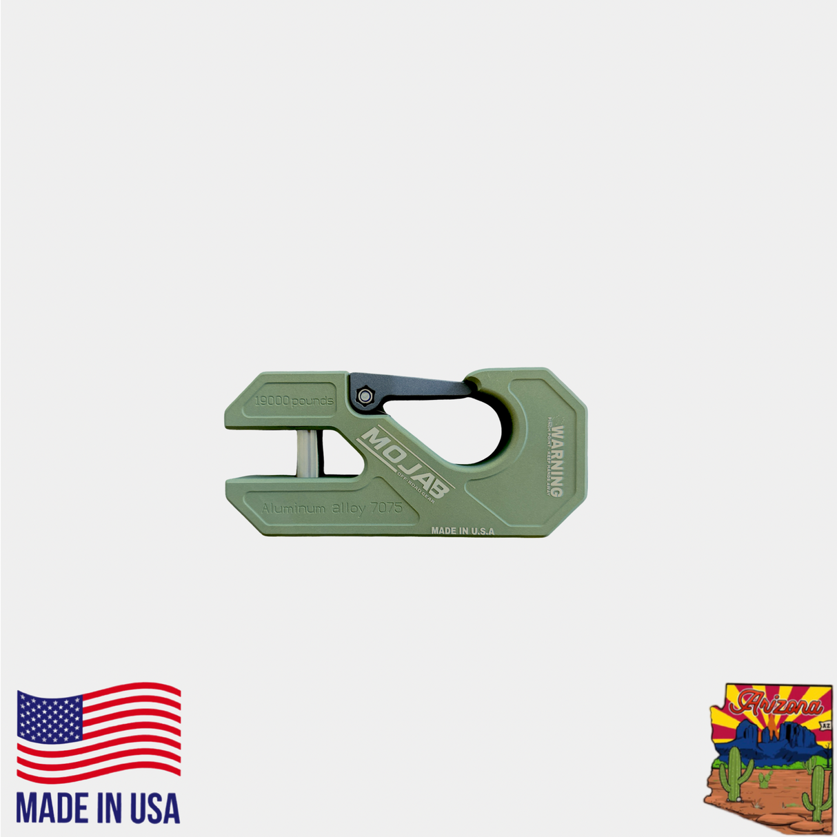 Aluminum winch shackle, closed latch (LIFE TIME WARRANTY*)