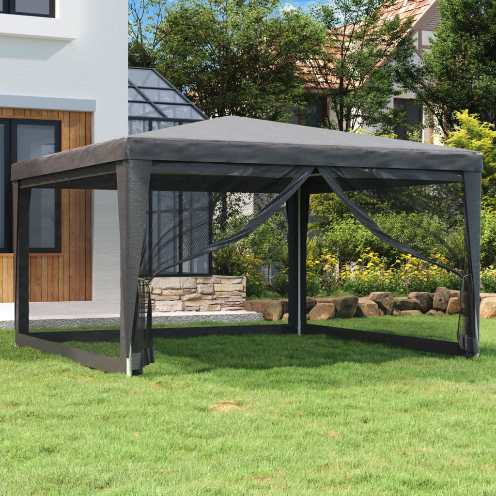 vidaXL Party Tent Outdoor Canopy Tent Gazebo Marquee with 4 Mesh Sidewalls-11