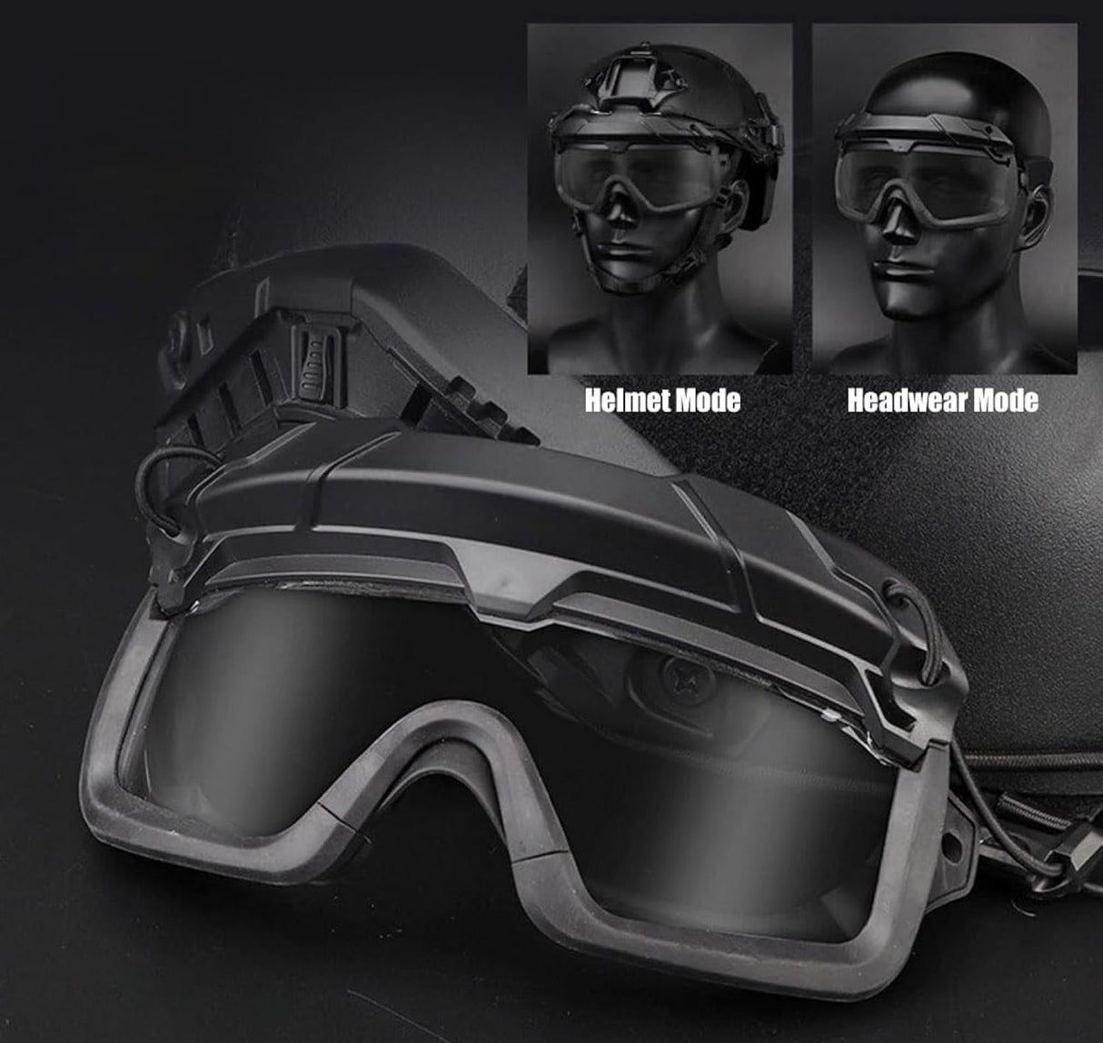 Tactical Helmet Goggles with Arc Rail Attachments
