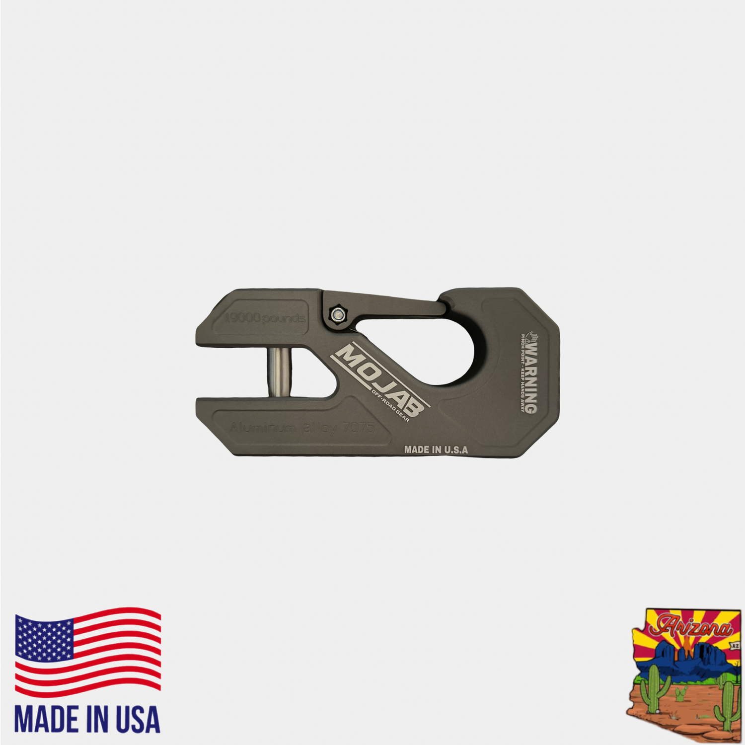 Aluminum winch shackle, closed latch (LIFE TIME WARRANTY*)