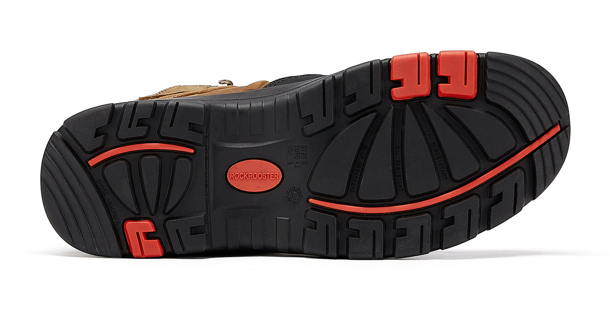 Rockrooster 8 Inch Woodland Brown Composite Toe Work Boots For Men Durable Protection And Comfort