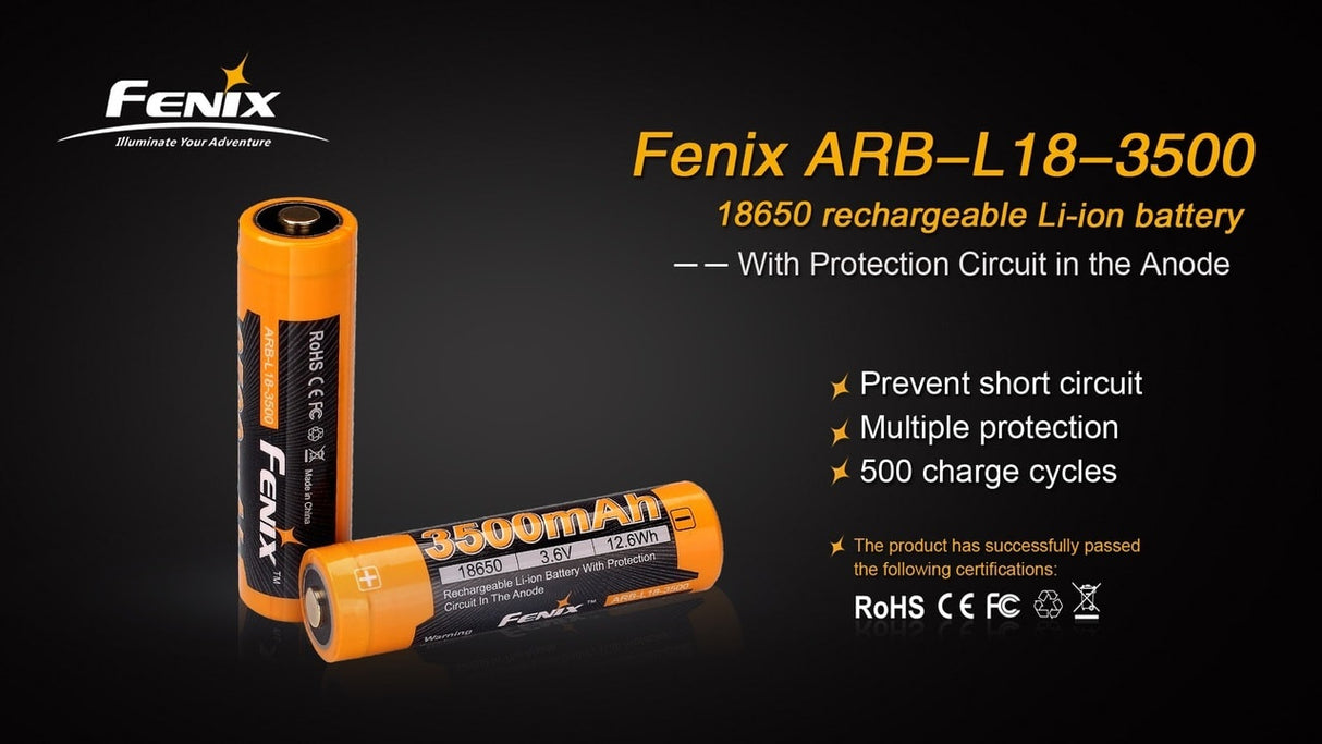 Fenix ARB-L18-3500 18650 Battery 3500mAh High Capacity With Protective Features For Flashlights