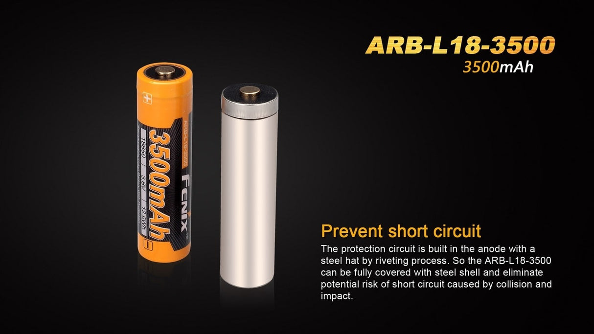 Fenix ARB-L18-3500 18650 Battery 3500mAh High Capacity With Protective Features For Flashlights