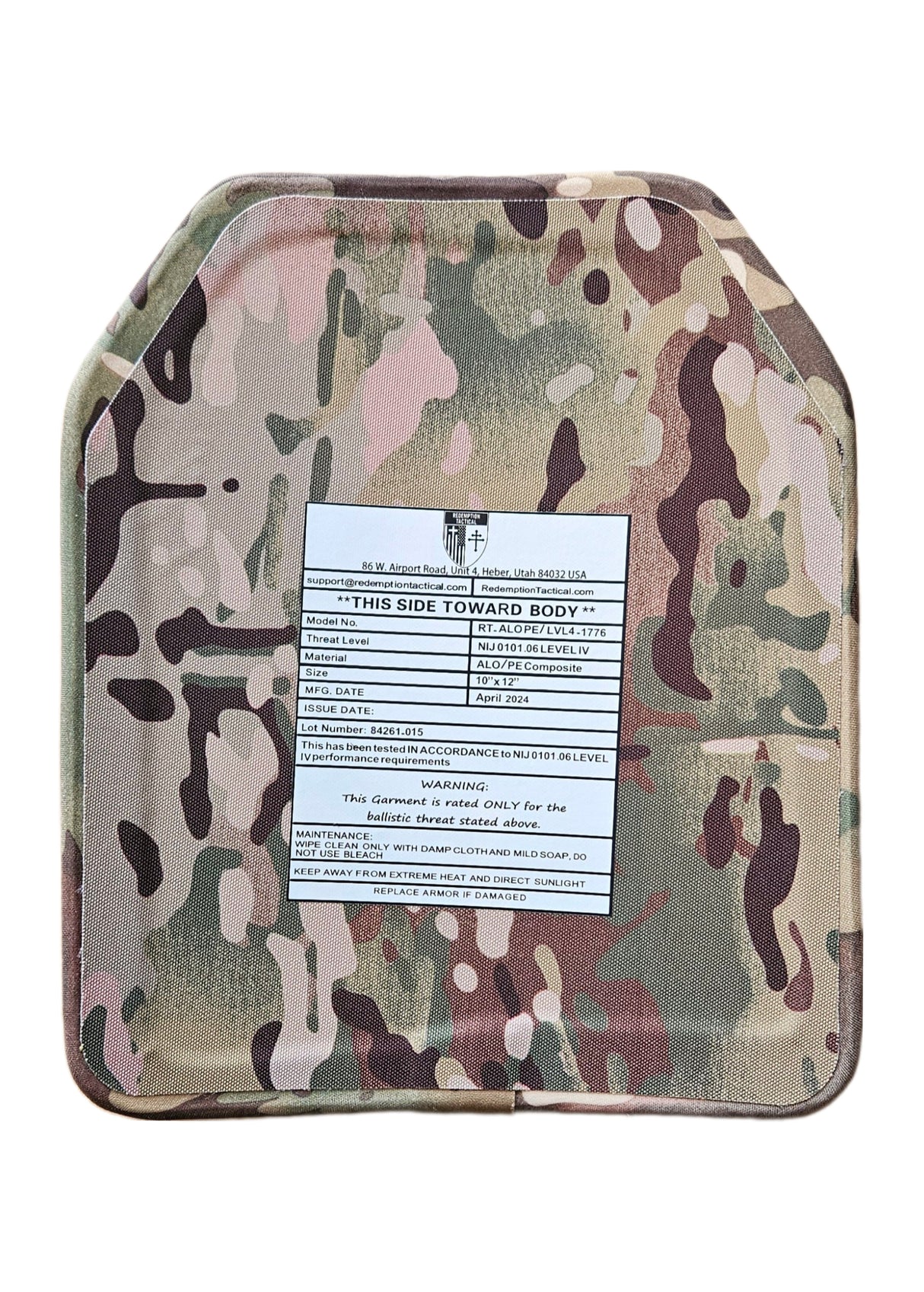 Redemption Tactical CRUSADER 2.0® ARMOR FULL KIT COMBO PACKAGE LIGHTWEIGHT LEVEL IV (2) 10x12 Front/Back Plates (2) 6x8 Side Plates (Level III PE)