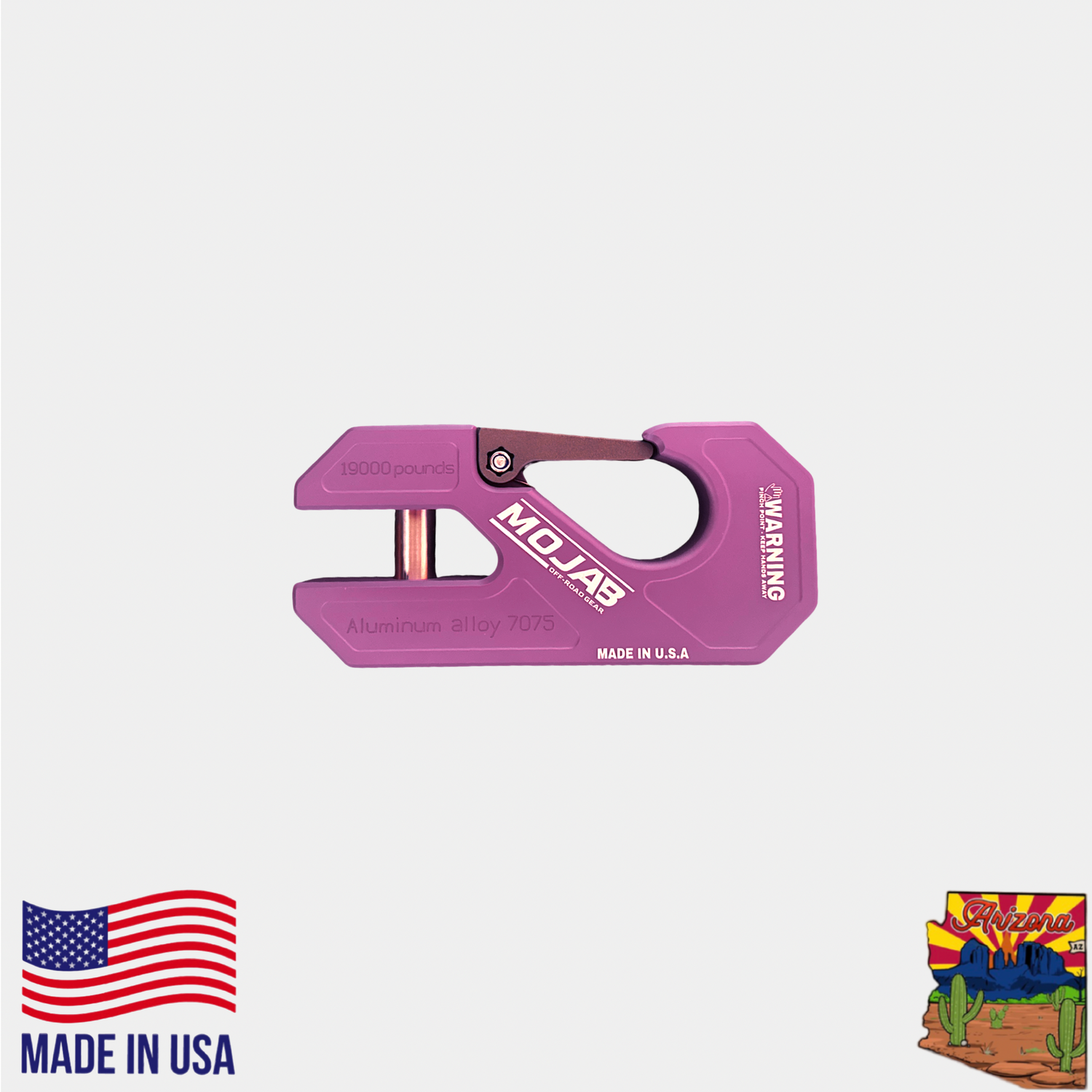 Aluminum winch shackle, closed latch (LIFE TIME WARRANTY*)