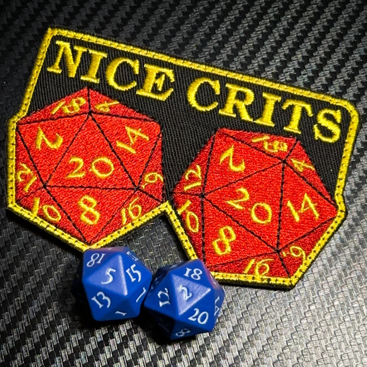 Nice Crits D&D - Roll a set of Natural 20 - Yes they are real - 2.5 x 3.75" Embroidered Patch