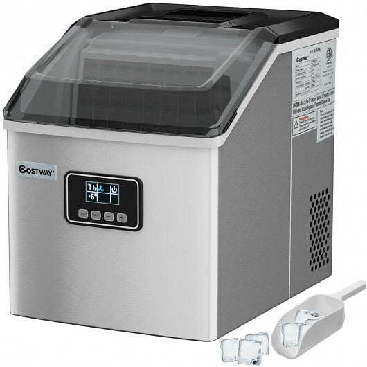 Silver Stainless Ice Maker 48 Lbs Self Clean LCD-Adventure