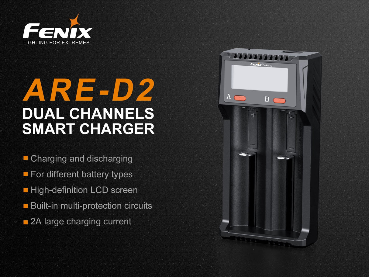 Fenix ARE D2 Dual Channel Smart Battery Charger For Fast Simultaneous Recharging For Flashaholics