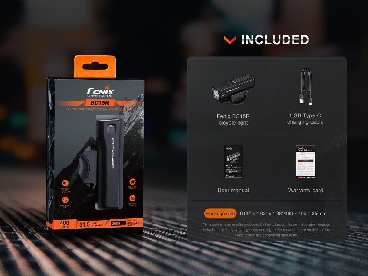 Fenix BC15R Rechargeable Bicycle Light - Adventure-Ready