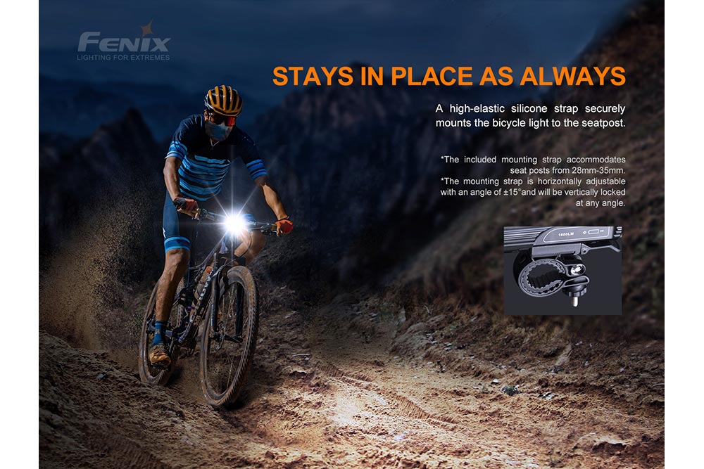 Fenix BC26R Durable Ultra Bright 1600 Lumens Bike Light For Cyclists With USB C Recharge And 65 Hour Runtime