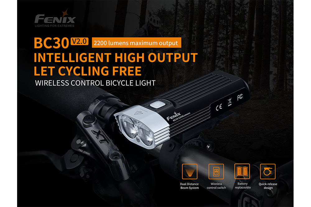 Fenix BC30 V2 LED Bike Light 2200 Lumen - Adventure-Ready