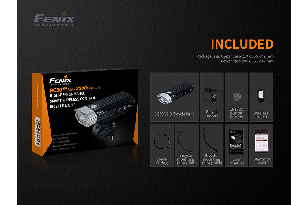Fenix BC30 V2 LED Bike Light 2200 Lumen - Adventure-Ready