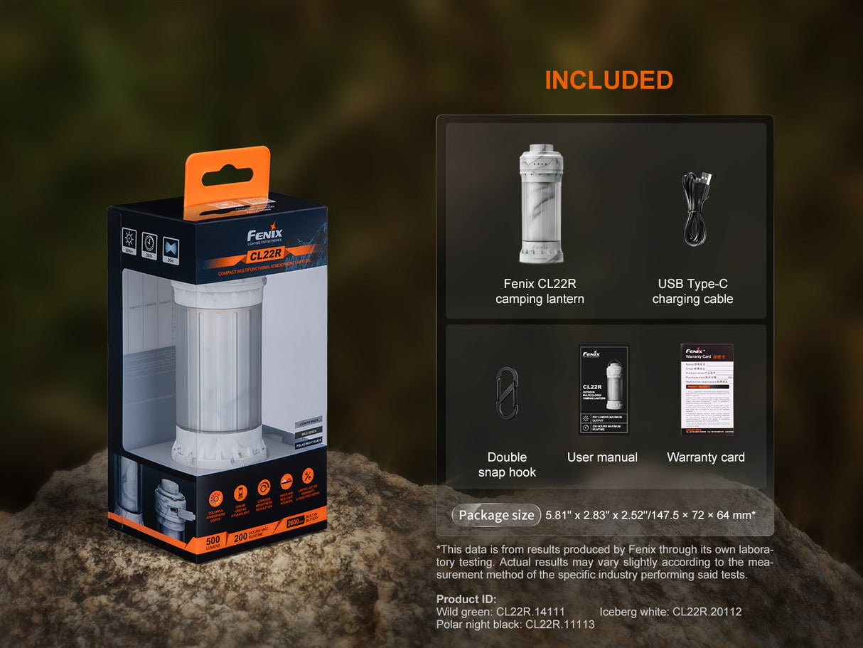 Fenix CL22R Camping Lantern 500 Lumen 200 Hour Runtime 360 Degree Illumination For Campers