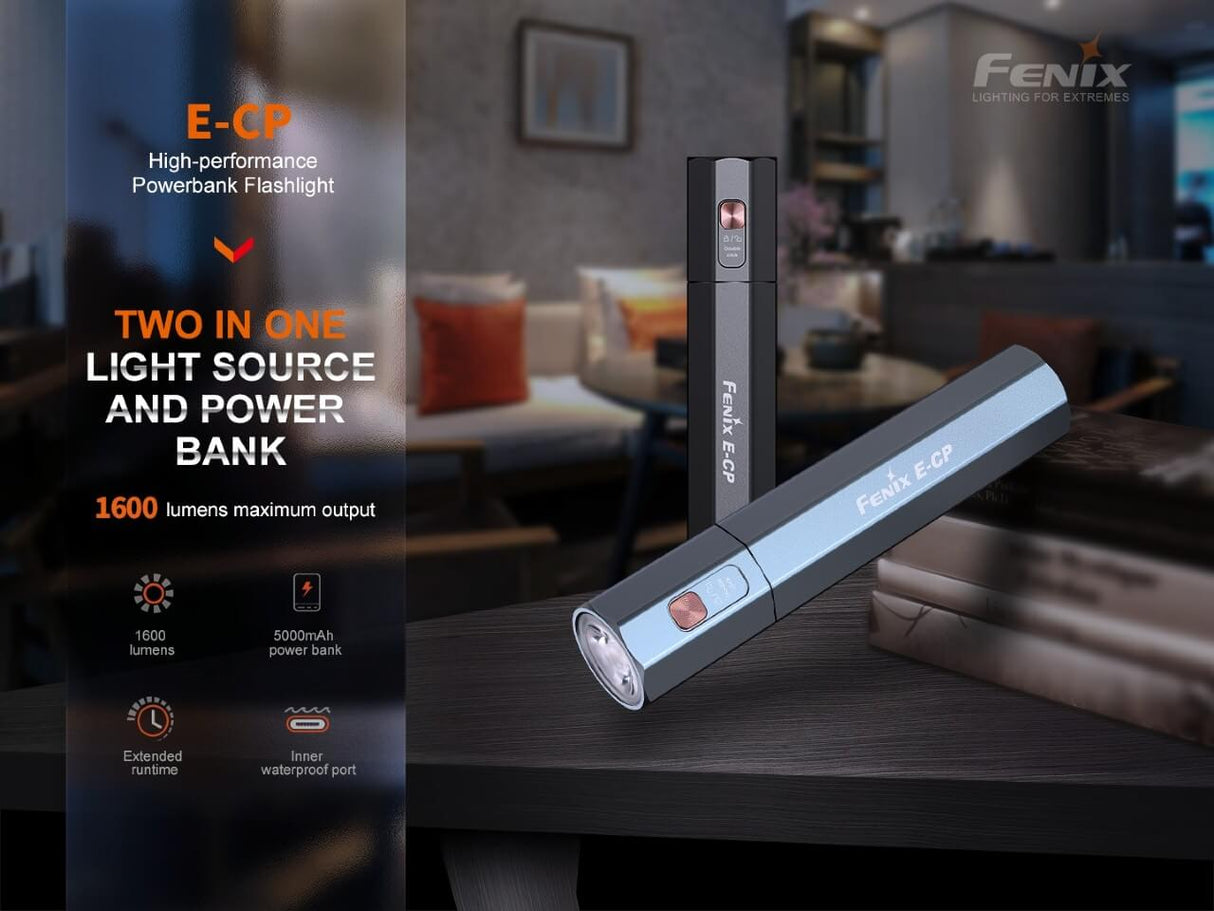 Fenix ECP 1600 Lumen LED Flashlight Power Bank With 18W Fast Charge For Outdoor Enthusiasts