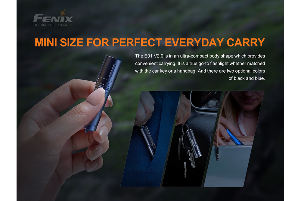Fenix E01 V2.0 AAA LED Ultra Compact Keychain Flashlight 100 Lumens EDC For Outdoor Enthusiasts