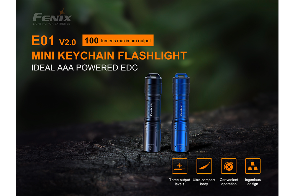 Fenix E01 V2.0 AAA LED Ultra Compact Keychain Flashlight 100 Lumens EDC For Outdoor Enthusiasts