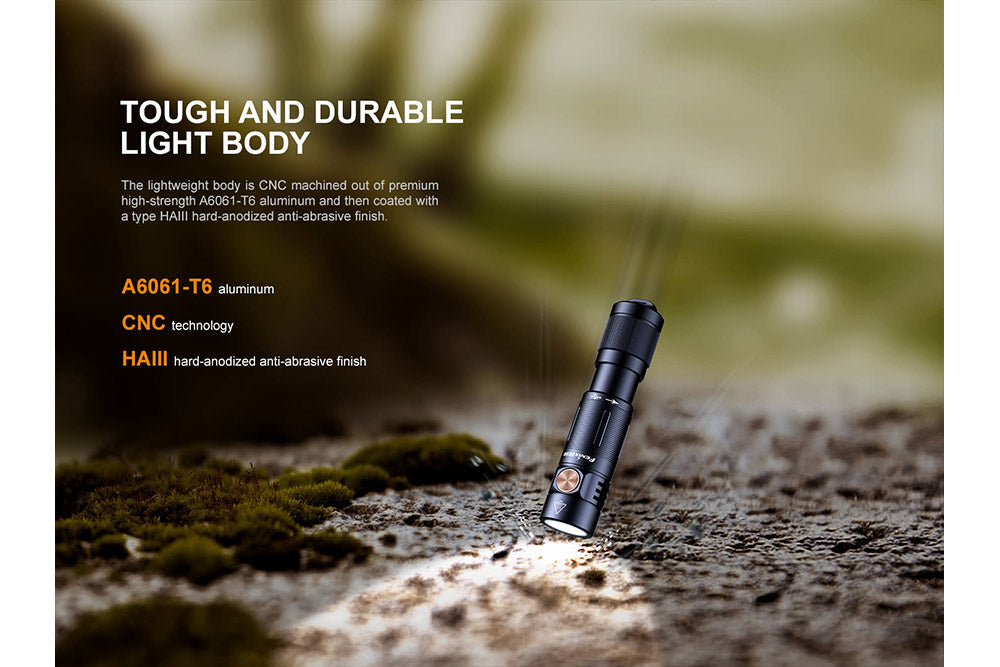 Fenix E05R Mini Keychain LED Flashlight 400 Lumens Rechargeable IP68 Waterproof For Outdoor Enthusiasts