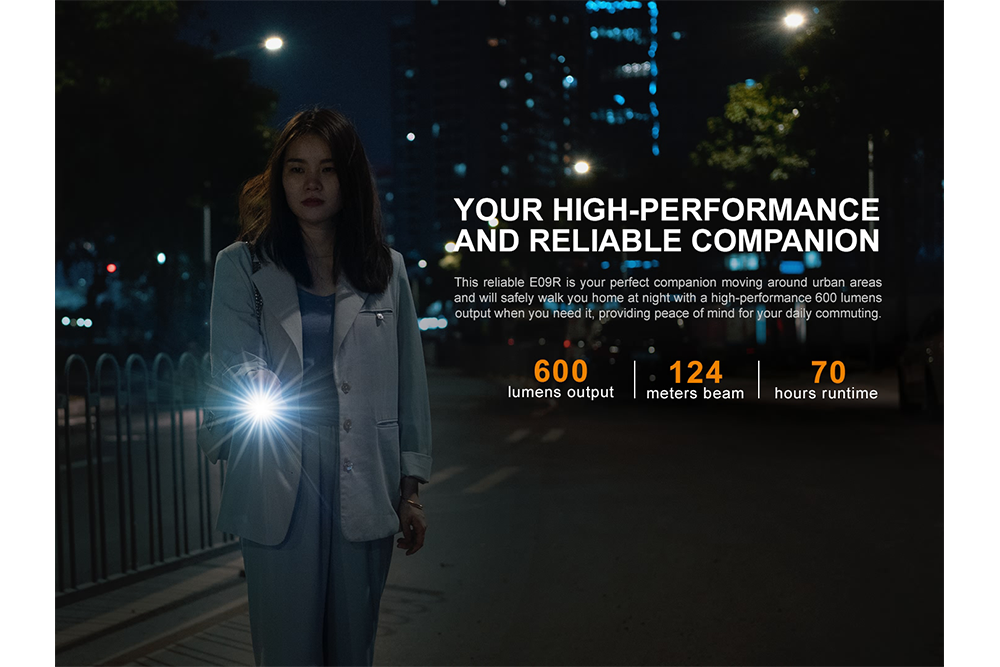 Fenix E09R Rechargeable Flashlight 600 Lumens Ultra Compact EDC For Outdoor Enthusiasts