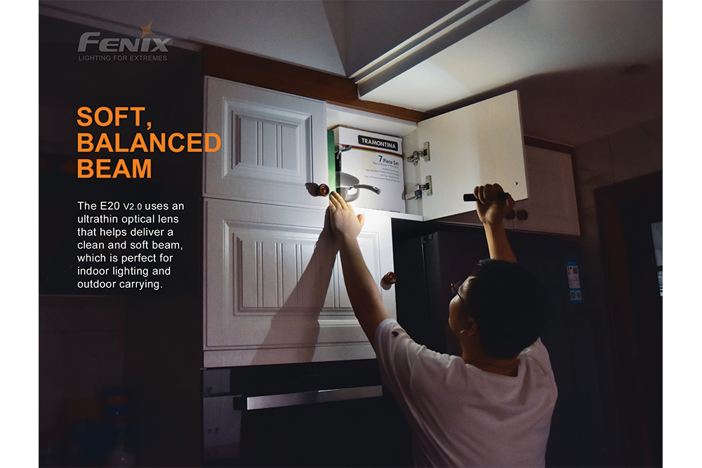 Fenix E20 V2.0 EDC Flashlight 350 Lumens Compact Two AA Power Ultra Thin Design For Everyday Carry