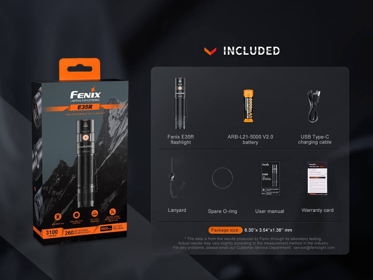 Fenix E35R Rechargeable LED Flashlight - Adventure-Ready
