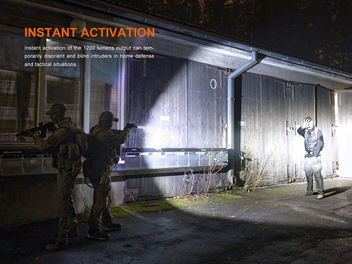 Fenix GL19R V2 Tactical Flashlight, 1200 Lumens, 44,300 Candela, 1378ft Beam, Compact Modular Light for Professionals