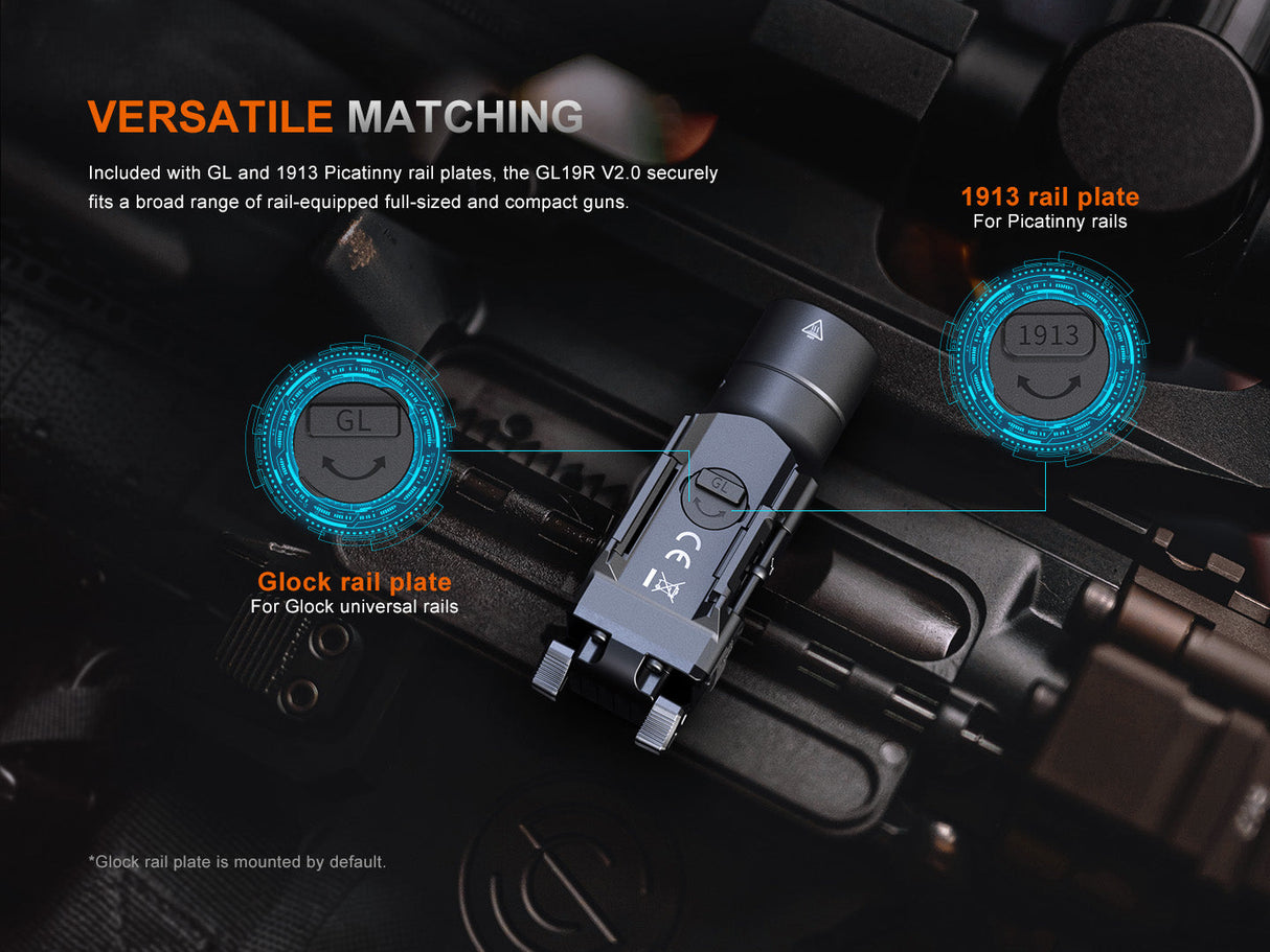 Fenix GL19R V2 Tactical Flashlight, 1200 Lumens, 44,300 Candela, 1378ft Beam, Compact Modular Light for Professionals