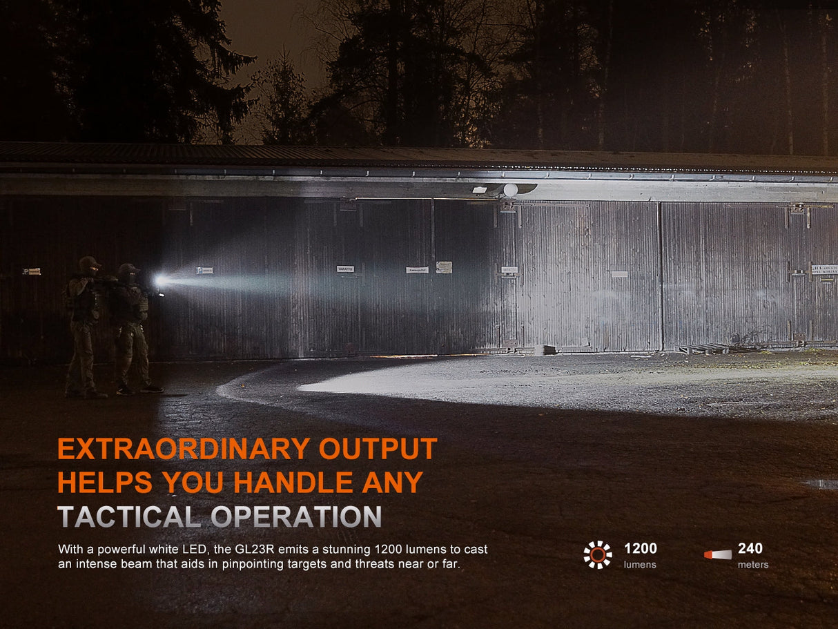 Fenix GL23R Green Laser Tactical Light 1200 Lumen Pistol Mounted With 520 Nanometer Laser For Hunters And Shooters