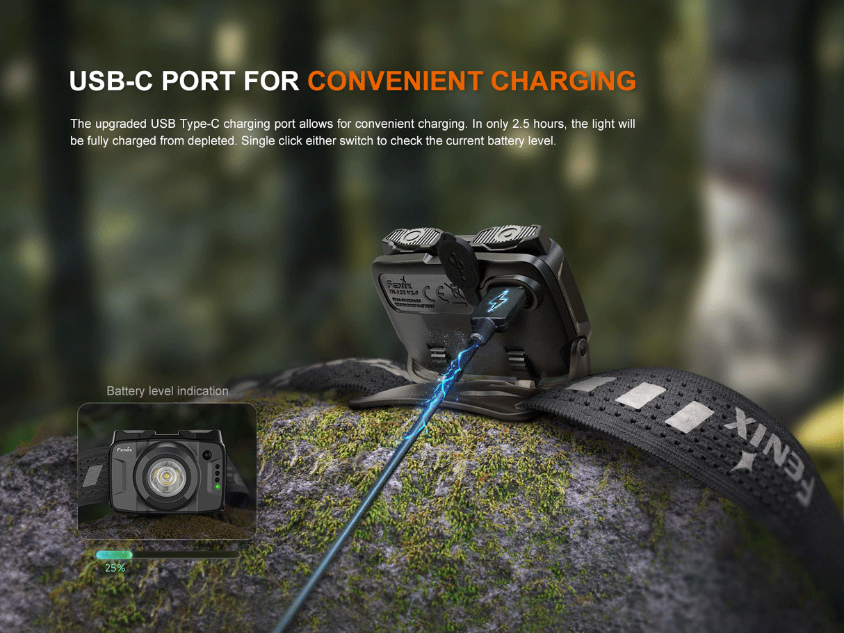 Fenix HL12R V2 Ultralight Rechargeable Headlamp 500 Lumen Output For Outdoor Enthusiasts