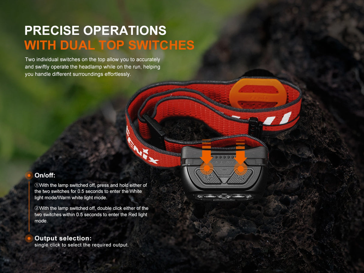 Fenix HL18R-T V2 Trail Running Headlamp Versatile 800 Lumen Output 410 Foot Beam White Warm Red Light