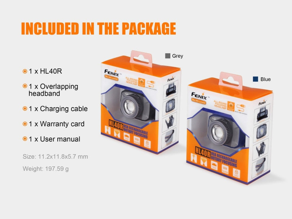 Fenix HL40R Headlamp USB Rechargeable 600 Lumen Focusable Beam For Outdoor Adventurers