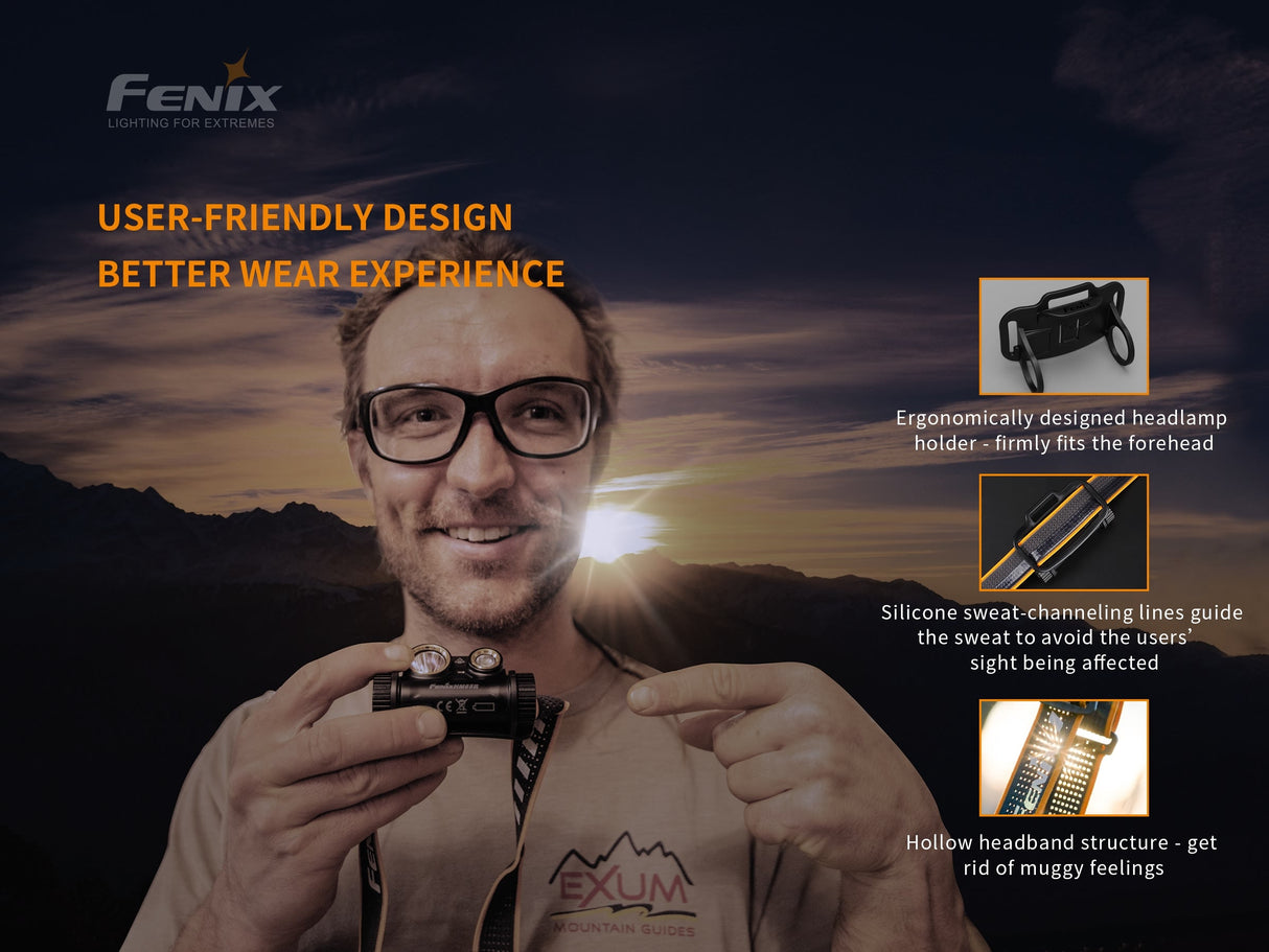 Fenix HM65R Rechargeable Headlamp 1400 Lumens Dual Spotlight Floodlight Magnesium Construction For Outdoor Enthusiasts