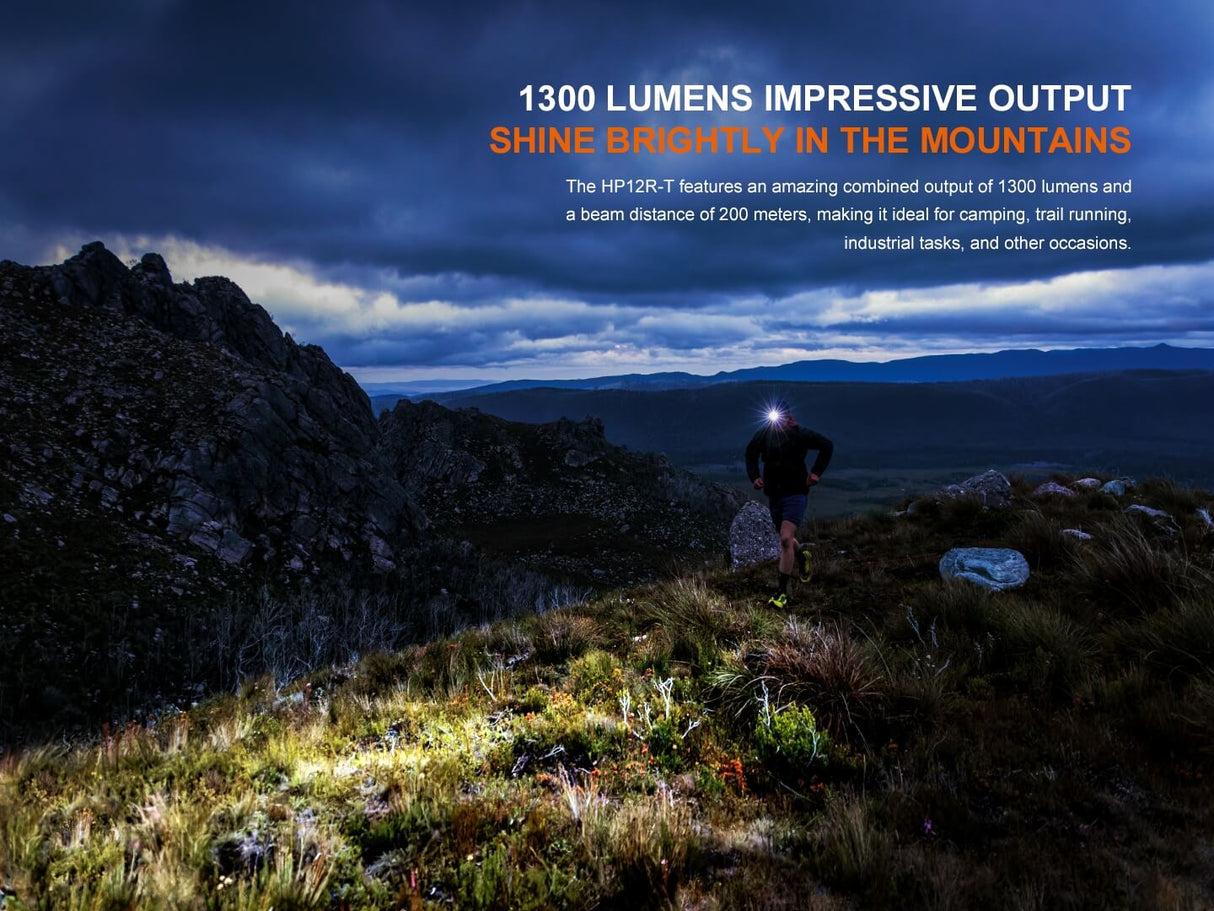 Fenix HP12R-T Balanced Trail Headlamp For Long-Distance Runners And Night Hikers With 1300 Lumen Max Output