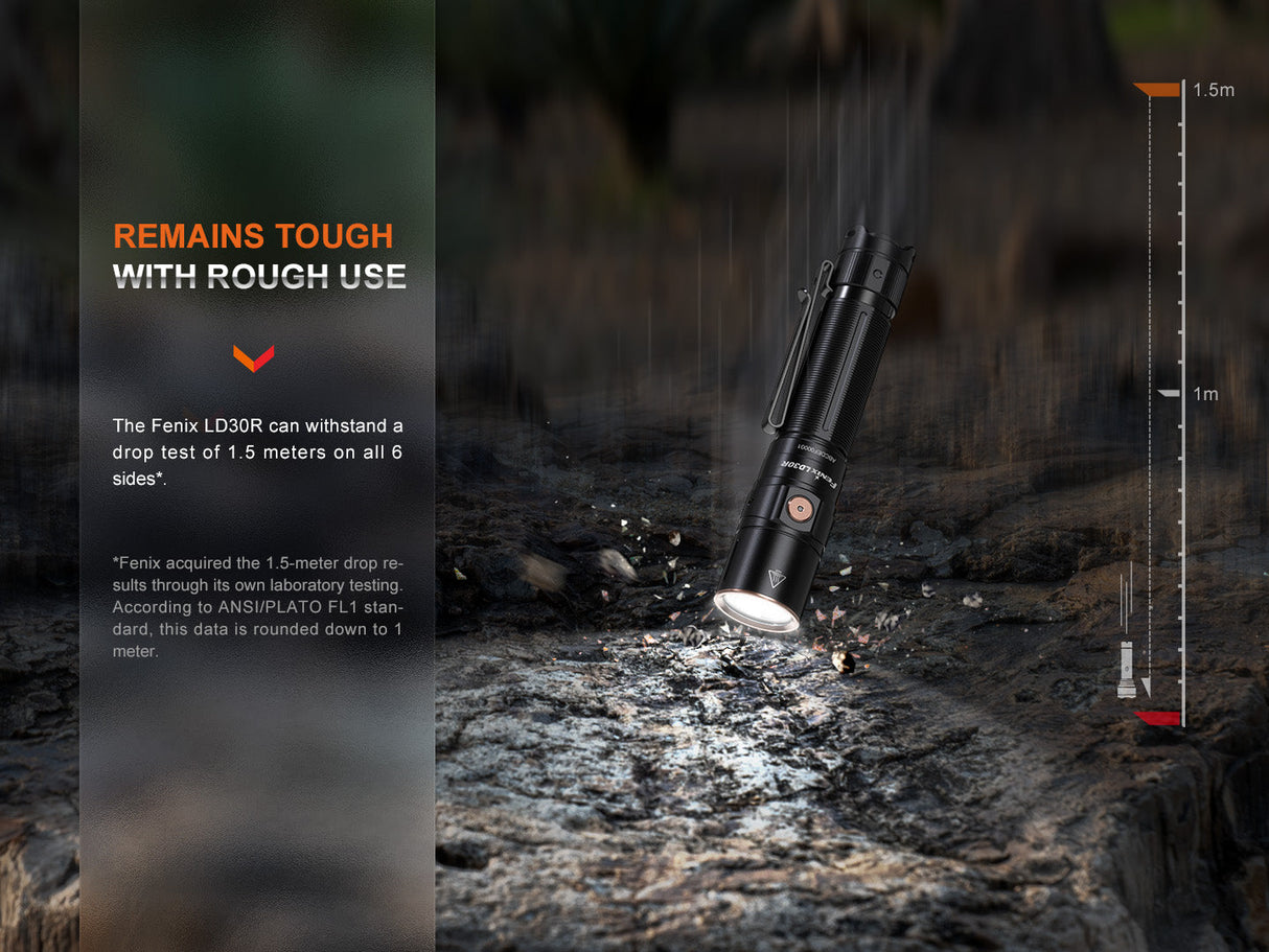 Fenix LD30R Flashlight Ultra-Compact High-Performance EDC Light With 1700-Lumen Output, 267m Beam USB-C Rechargeable