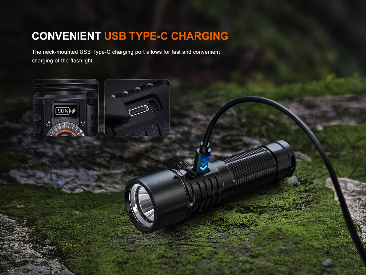 Fenix LD45R Digital Focus Rechargeable Flashlight 2800 Lumens One Hand Operation OLED Display USB C Outdoor Use