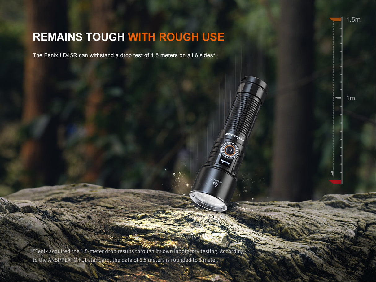 Fenix LD45R Digital Focus Rechargeable Flashlight 2800 Lumens One Hand Operation OLED Display USB C Outdoor Use