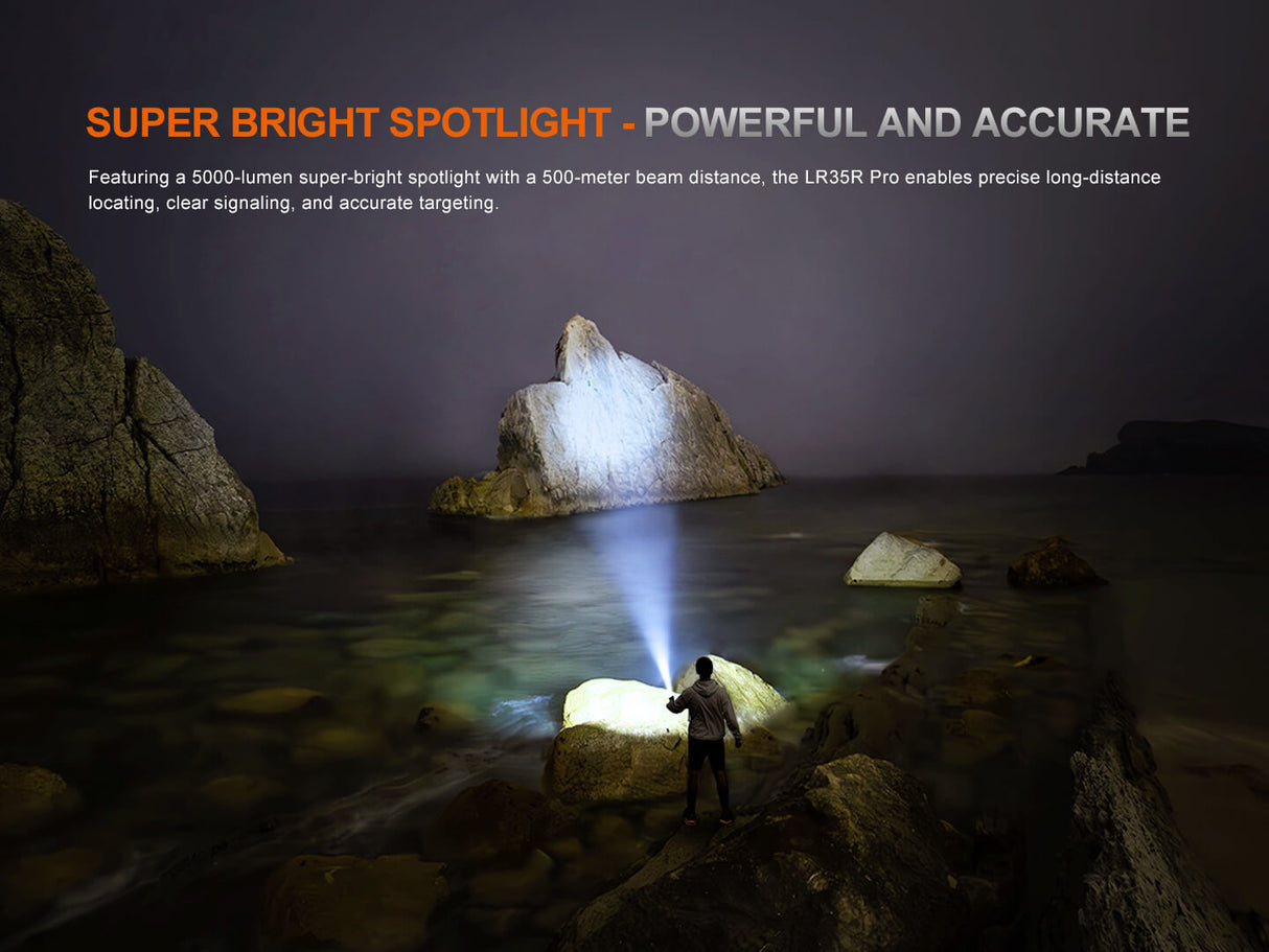 Fenix LR35R Pro Rugged Rechargeable Palm Sized Searchlight For Professionals And Outdoor Enthusiasts