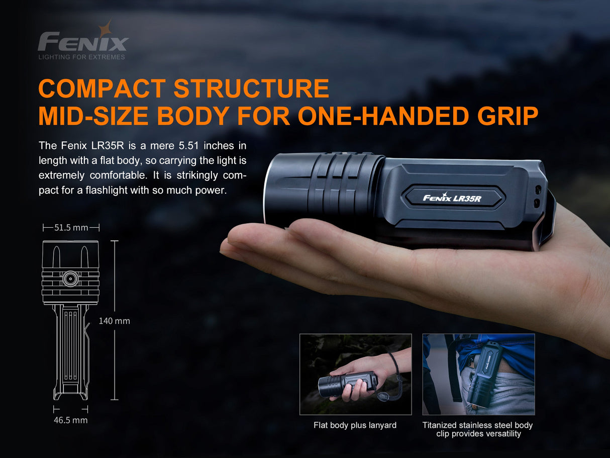 Fenix LR35R Rechargeable LED Flashlight 10000 Lumens High Power Searchlight For Outdoor Pros