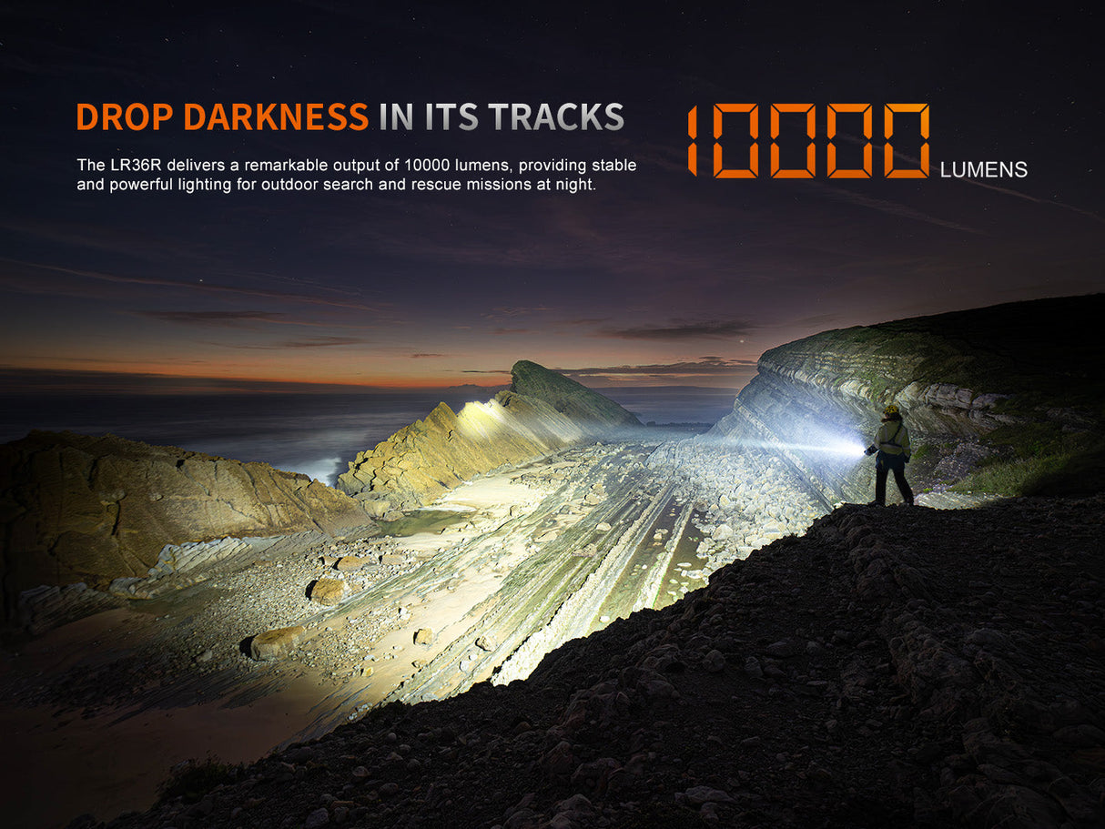 Fenix LR36R Powerful White Laser Flashlight for Rescue and Tactical Ops 10000 Lumen OLED Display