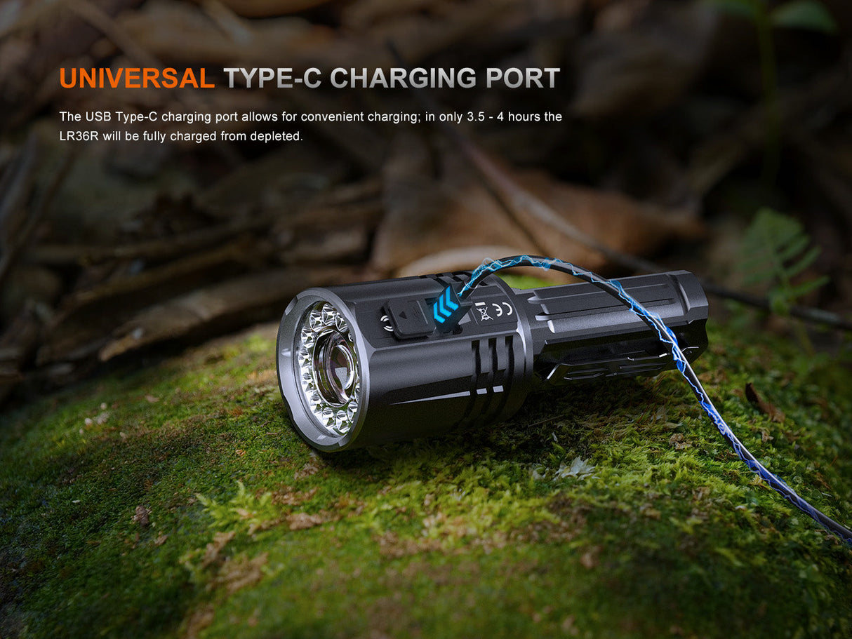 Fenix LR36R Powerful White Laser Flashlight for Rescue and Tactical Ops 10000 Lumen OLED Display